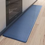 Color G Kitchen Mat 44 x 150 cm, Heavy Duty Anti Fatigue Standing Mat, Kitchen Rug Waterproof, Non-slip, Oil Resistant Leather Floor Mat for Standing Desk, Kitchen, Office (Blue)