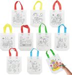 41 Pack Graffiti Goodie Bags for Birthday Party Favors Art Class- Color Your Own Tote Bag,Eco Reusable Coloring Carnival Animal Art Party Goodie Bags(10 Random Themes+ 1 Plastic painting board)