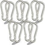 GYMINGWORLD Gyming World� 5 Pairs of Safety Lock Cable Attachment, Snap Hook, Carbine Hook, Swing Connector Multipurpose,Snap Hook for Weight-Lifting Mountain Climbing Silver