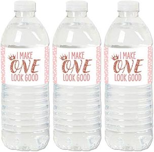 Big Dot of Happiness 1st Birthday Little Miss Onederful - Girl First Birthday Party Water Bottle Sticker Labels - Set of 20