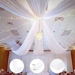 White Chiffon Ceiling Panels 6 Panels 5ftx10ft Wedding Arch Drapes Fabric Sheer Curtains Draping for Ceremony Reception Swag Decoration