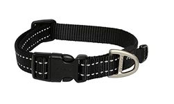 Rogz Utility Medium 5/8" Snake Side-Release Reflective Dog Collar, Black