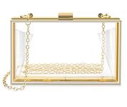 INOVERA (LABEL) Girls Transparent Evening Hand Clutch Women Party Wedding Purse Bag With Chain Strap