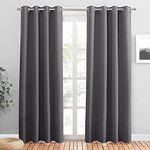 PONY DANCE Blackout Curtains for Bedroom - Double Pieces Thermal Insulated Drapes Noise Reducing Solid Grommet Top Window Curtain Panels for Home Decoration, 55 x 80 inch, Grey, 1 Pair