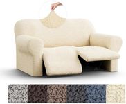 PAULATO BY GA.I.CO. Recliner Loveseat Cover - 2 Seater Recliner Slipcover - Soft Polyester Fabric Slipcover - 1-Piece Form Fit Stretch Furniture Protector - Mille Righe - Cream (Recliner Loveseat)