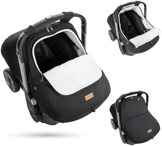 Bioby Winter Baby Car Seat Cover, Infant Car Seat Cover for Boy Girl, Roomy, Cozy, Warm, Waterproof Baby Carseat Covers Canopy with Thickened Fleece Lining, Breathable Hole, Universal Fitted Black
