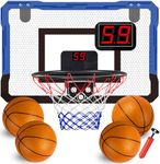 KAEGREEL Indoor Basketball Hoop for Kids Mini Basketball Hoop & 4 Balls Audio Scoreboard Net Over the Door Room Panier Basketball Interieur Sport Game Gifts Toys for Boys 4 5 6 7 8 9 10 11 12 Year Old