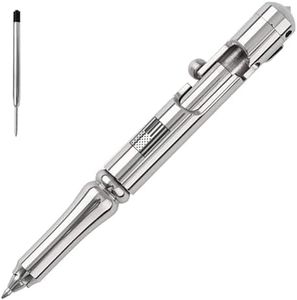 Cool Hand 5.1'' Bolt Action Tactical Pen, Cannon Style Stylus w/Clip & Glass Breaker, Mirror Finished 303 Stainless Steel, Ballpoint Ink Refillable, Heavy-Duty EDC Writting Pen, w/USA Flag Logo