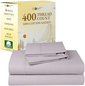 California Design Den 100% Cotton Sheets - Softest 4-Pc Queen Sheet Set,Cooling Sheets for Queen Size Bed,Deep Pockets,400 Thread Count Sateen,Bedding Sheets & Pillowcases,Queen Sheets(Lavender Gray)