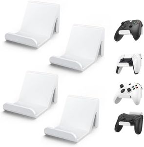 6amLifestyle 4 Pack Controller Wall Mount with Anti-Slip Pads for PS5 PS4 Xbox One Switch Pro Gamepad Controller Holder Adhesive/Screws, Universal Hanger Hook Accessories, White