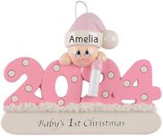 Baby's First Christmas Ornament 2024 - Fast & Free 24h Customization - Personalized Baby 1st Ornament Newborn Gift for Holiday Tree Decoration