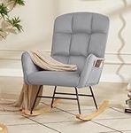 hansones Nursery Rocking Chair,Upholstered Glider Chair with High Backrest Armchair Chair for Living Room Bedroom Offices (Grey Velvet), RC002