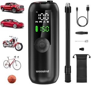 Woowind LP1 Tire Inflator Portable Air Compressor Bike Pump 150PSI Air Pump for Car Tires Auto Off Tire Pump with Presta, Schrader and Dunlop Valve