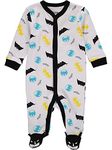 DC Comics baby-boys Batman Romper With Footie Sleeper Printed Coverall, White/Yellow, 3-6 Months