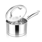 Herogo 14cm Saucepan, Stainless Steel Sauce Milk Pan with Lid, 1QT Induction Cooking Pot with Ergonomic Handle, Suitable for All Kitchen Stove Top, Heavy Duty & Easy Clean, 1 L