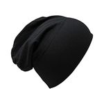 Bonnet Cotton Bandana Hijab Head Sleep Cap Under Scarf Bone Headscarf Stretchy Beanie Cancer Hair Cover (Black)