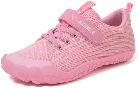 KUBUA Kids Sneakers Boys Girls Barefoot Shoes Naturally Minimalist Zero Drop Splay Shoes for Sports Tennis Running Walking Athletic B Pink 10.5 Little Kid