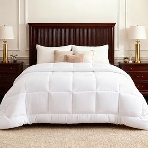 Bedsure Comforters Oversized King -Duvet Insert White Down Alternative Comforter Quilted All Season Duvet with Tabs-Machine Washable-Gifts for Women(White,116x98)