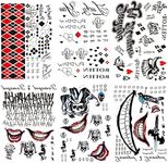 6 Sheets PADOUN Halloween Temporary Tattoo Stickers, Fake Tattoo Stickers for Men Women Full Body Bundle for Costume Cosplay Party Accessory, Large Size 8.2 x 11.6 inches