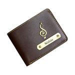 The Unique Gift Studio Men's Leather Personalised Name with Logo Wallet - Brown