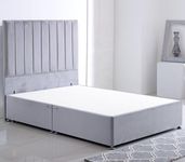 ComfoRest - Stately 5ft Stripe King Size Bed Frame - Bed Base Only - NO Mattress Included - Elegant 54" Headboard- Ideal Centre-piece for Your Bedroom Set, Mattress Ready (Silver Plush)