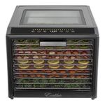 Excalibur Electric Food Dehydrator Performance Series 10-Tray with Adjustable Temperature Control Includes Stainless Steel Drying Trays Glass Door Top View Window and LED Display Progress Bar, Black