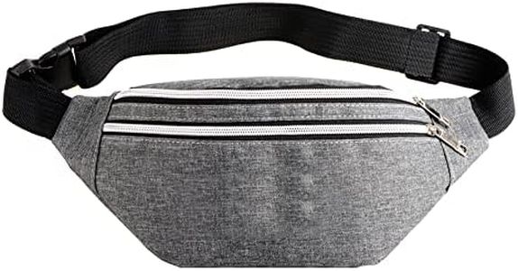 DAITET Fanny Pack,Running & Hiking Waist Bag Pack for Man Women and Carrying iPhone & Samsung Waterproof Resistant (Light Grey)