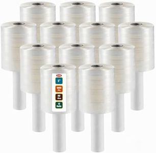 12 Pack Industrial Strength Mini Hand Stretch Wrap 5" 1000 Ft Roll 80 Gauge Thick Clear Cling Plastic Moving Supplies Durable Self-Adhering Packing Pallet Furniture Heavy Duty Shrink Film
