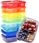 Youngever 8 Pack Bento Lunch Box, Meal Prep Containers, Reusable Plastic Divided Food Storage Container Boxes (3-Compartment)