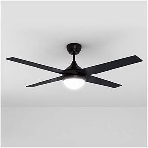 ELEGANT Ceiling Fans with LED Light and Remote Control,48 Inch(1200mm) Noiseless AC Motor 3 Speeds 3 Colors Change Light,4 Reversible Blades Retractable Fan in Home&Outdoor,Color Black