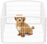 IRIS USA Dog Playpen, 4-Panel 24" Pet Playpen, Puppy Playpen, Indoor/Outdoor Dog Pen, 35 x 35 x 24, Foldable, Customizable, White