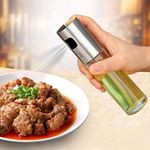 Olive Oil Sprayer, 100ml Stainless Steel Oil Vinegar Spray Bottle Dispenser Seasoning Kettle Kitchen Tool with Food-Grade Glass, for BBQ, Salad, Cooking, Baking, Roasting, Grilling, Frying