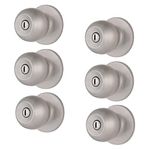 BRINKS – 6-Pack Satin Nickel Transitional Privacy Locking Round Door Knob – Interior Modern Bed/Bath Lockset Flat Doorknob