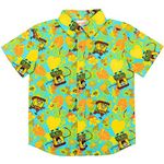 Nickelodeon Spongebob Squarepants Big Boys Hawaiian Button Down Shirt Blue 7-8