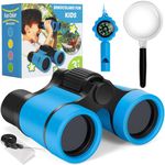 Binoculars for Kids, Kids Binoculars Toys for 3 4 5 6 7 8 Years Boys and Girls, Set with Magnifying Glass & Compass - Birthday Gifts Outdoor Toy for Kid Ages 3-8 Toddler Camping