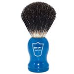 Parker Safety Razor 100% Black Badger Bristle Shaving Brush with Blue Wood Handle - Brush Stand Included