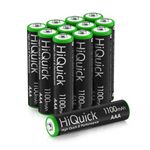 HiQuick AAA 1100mAh NiMH Rechargeable Batteries (Triple A) 1200 Tech Ni-MH Batteries, Low Self-Discharge 1.2V AAA Battery 12-Pack