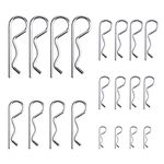 LUTER 20Pcs R Clips Retaining Pins, Heavy Duty Zinc Plated Split Pin Hitch Pin Assortment Kit for Tow Truck Lock Systems, M1.2-M3.5