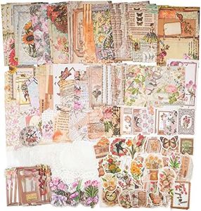 Knaid 200 Pieces Vintage Ephemera Bundle Junk Journal Kit Scrapbook Supplies Paper Sticker Material Pack for Art Journaling Bullet Journals Planners Collage Decoupage Crafter Gifts (Cottagecore)