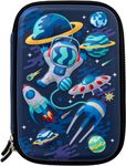 Mad Ally Kids Pencil Case for Girls Boys with Hard Shell | BPA-Free | Shock-Resistant Storage Box | Travel-Friendly | Boys Pencil Case with Compartments | Pencil Case for School | Astronaut Theme