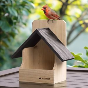 Navaris Nichoir à Oiseaux en Bois - Maison cabane abri 23,5 x 15 x 12 cm pour Oiseau mésange pour extérieur décoration Jardin Balcon terrasse