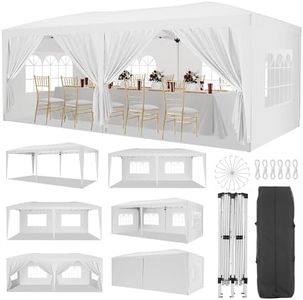 GarveeLife 10x20 Pop Up Canopy with 6 Sidewalls, Waterproof Canopy Outdoor Event Shelter UPF 50+ Gazebo Portable Tents for Parties Beach Camping Wedding Commercial