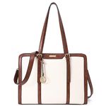 CLUCI Briefcase for Women Leather 15.6inch Laptop Computer Purses and Handbags On Clearance, Off-white, Large, Durability