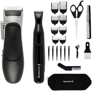 Remington Hair Clipper and Detail Trimmer (25 Piece kit incl. 6 Sectioning Clips, 6 Comb attachments (3mm-25mm), Ear Taper Combs, Scissors, Storage Pouch etc., 40 Minutes Cordless Usage) HC367