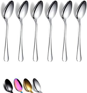 Berglander Teaspoons 6.5" Set of 6, Stainless Steel Shiny Polish Tea Spoons Silverware, Tea Spoon Small Dessert Spoon Teaspoon Sturdy And Easy To Clean Dishwasher Safe