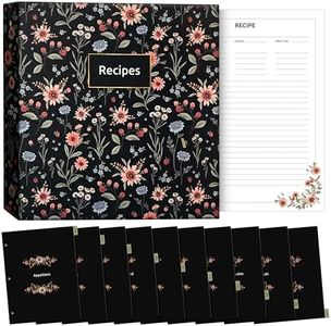 Recipe Organizer with 35 Double Sided Sheet Protectors, 3 Ring Recipe Binder with 11"x8.5" Matching Recipe Cards, 10 Tab Divider Cookbook Organizer with Plastic Sleeves, Recipe Book to Write in