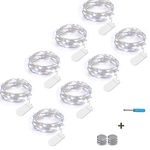 NEXVIN 8 Pack Christmas Battery Fairy Lights, 9.9ft 30 LED Silver Wire String Lights Battery Powered, Micro String Lights for DIY Wedding Party Festival Decoration - White