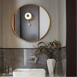 Vanity Round Wall Mirror For Bathroom//20 Round Metal Frame In Gold, Wall-Mounted Mirrors For Bathroom, Living Rooms, Entryways (Gold, 20 Inches), Framed