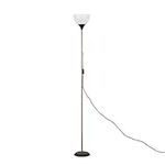 MiniSun Modern Copper & Black Uplighter Floor Lamp with a White Shade - Complete with a 6w LED GLS Bulb [3000K Warm White]