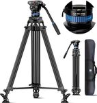 SIRUI AM-25S Video Tripod, 74.8" Professional Heavy Duty Tripod with Adjustable Damping Fluid Head for DSLR, Camcorder, Cameras, 360° Pan & +90°/-75° Tilt, Quick Release Plate, Max Load 22.0lb